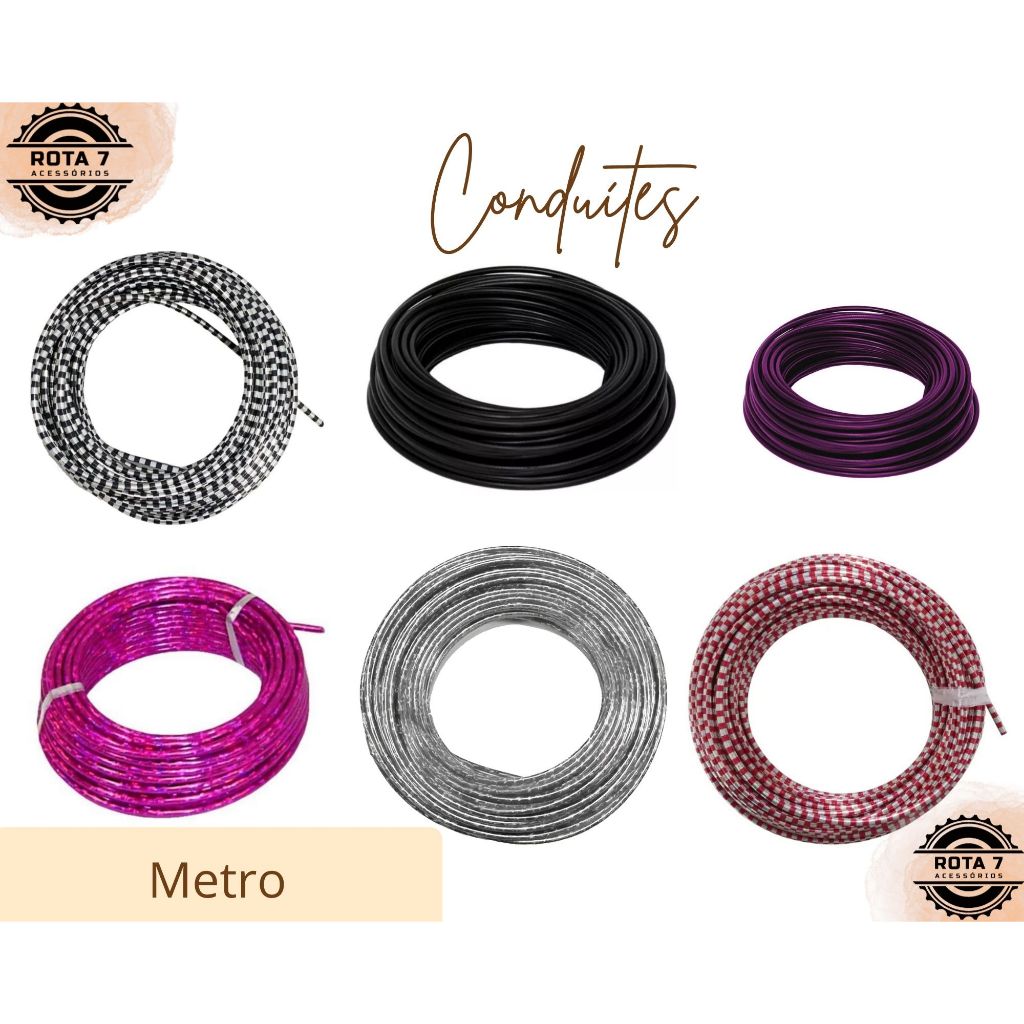 Conduíte Xadrez Holográfico Preto Prata Rosa Roxo Teflon Cabo Freio Marcha - Bicicleta MTB Bike