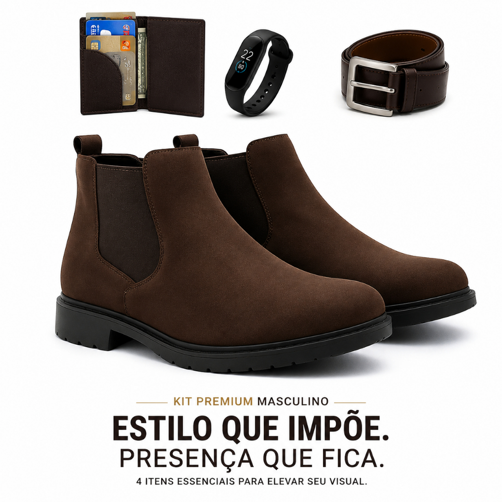 Bota Botina Country Rodeio Texana Masculina + Acessórios