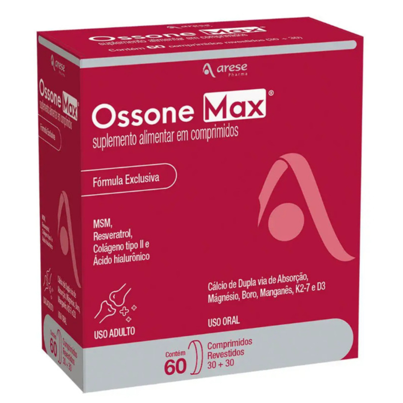 Ossone Max Cálcio Colágeno Tipo II Magnésio D3 K2 60 Comprimidos