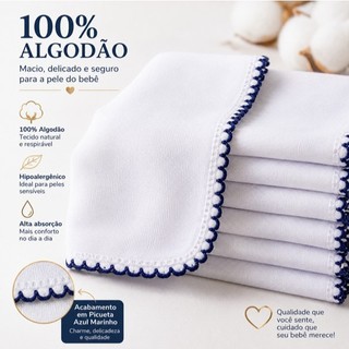 Kit 5 Fraldas de Boca Bebê 100% Algodão Malha Dupla Macias Absorventes com Babete Luxo