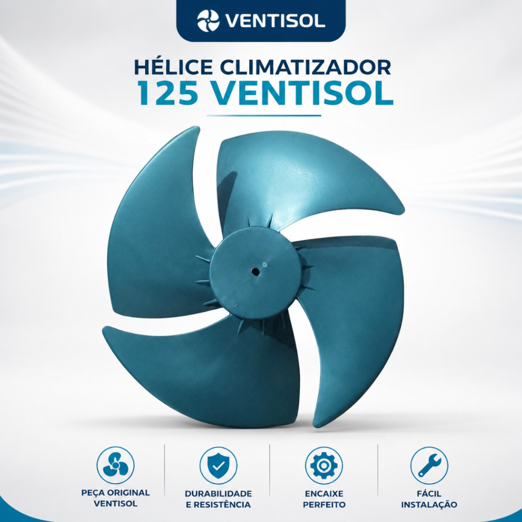 Hélice Climatizador Ventisol 125 L Original Peça Reposição Plástica 5 Pás Encaixe Central Resistente