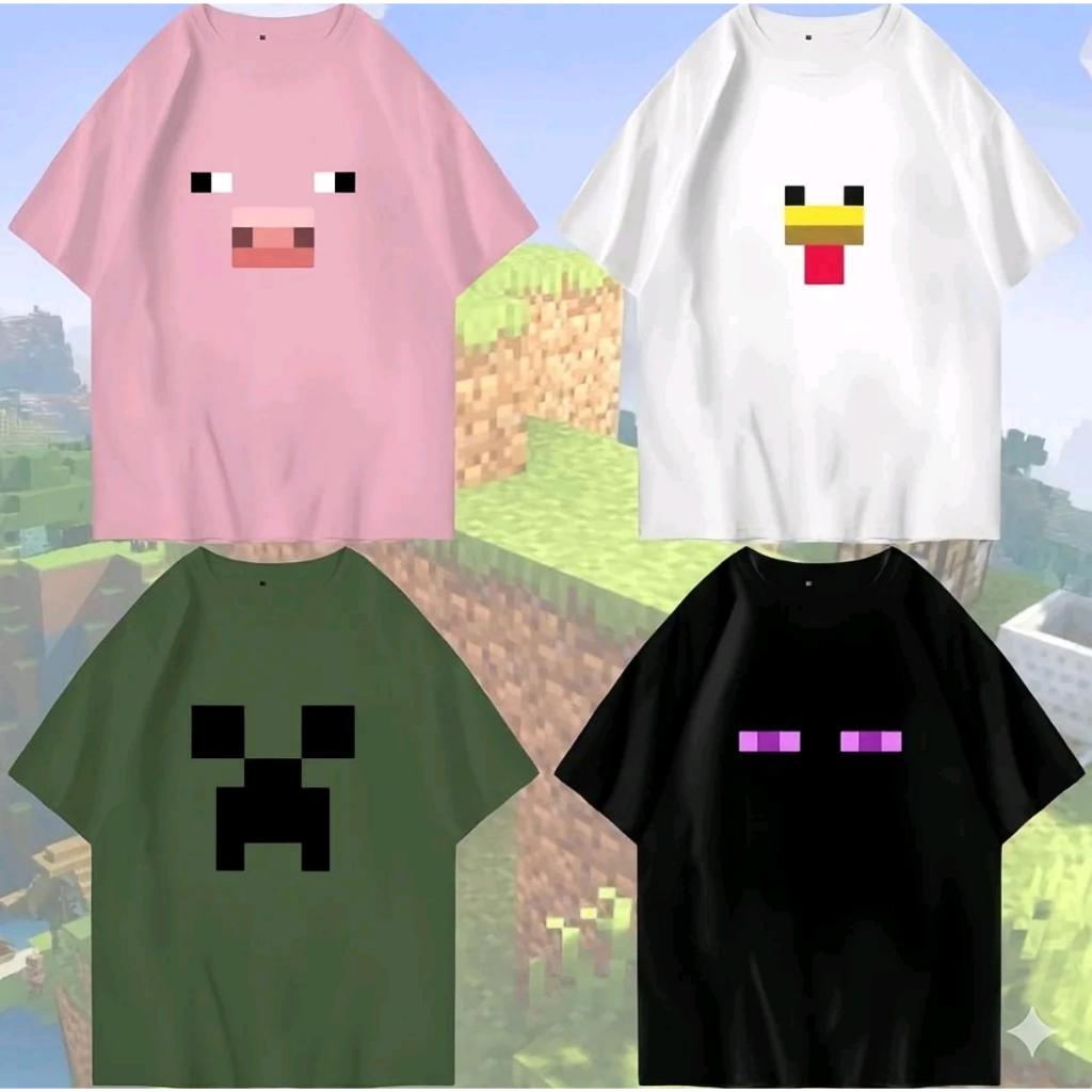 Camiseta Unissex Adulto e Infantil Mine Personagens Algodão Craft Ender Coloridas