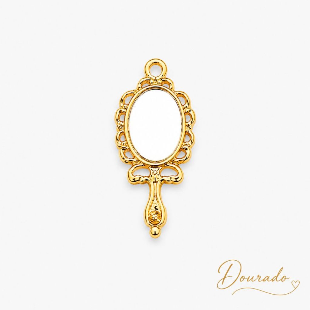 Espelho Oval Pequeno Decorativo Para Artesanato Aplique Bijuteria Elegante
