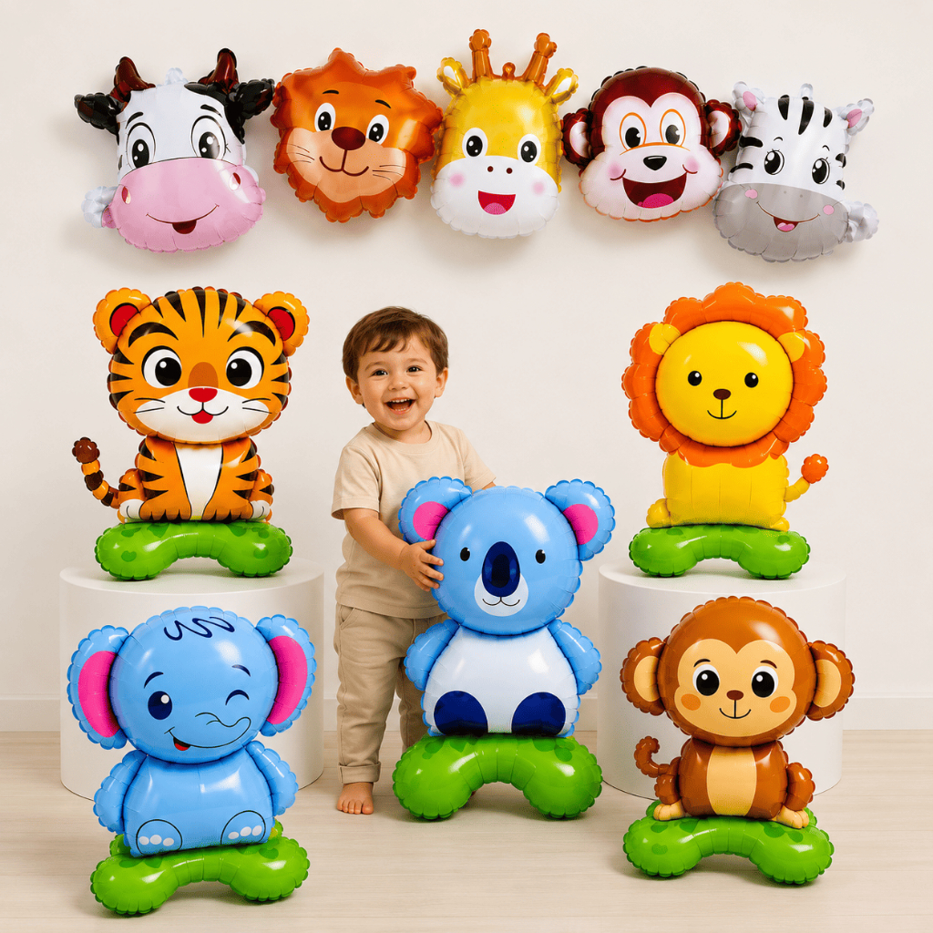 Kit Balão Safari Decoração Aniversário Infantil Tema Animal + Faixa de Balões Animais Decorativa Festa Criança