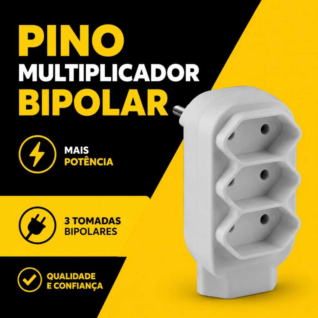 Pino Multiplicador Bipolar 4 Saídas BR 10A 250V Adaptador Tomada Benjamim