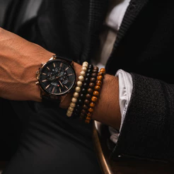 Pulseira Masculina Bolinha Fosca Preta Ajustável Estilo Moderno Premium