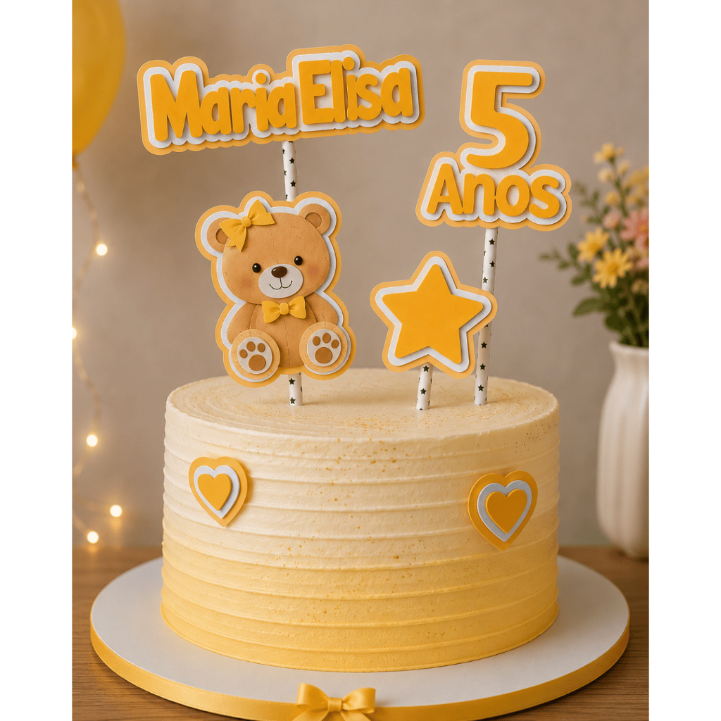 Topo de Bolo Personalizado Nome + Idade 3D | Topper | Qualquer TEMA e CORES