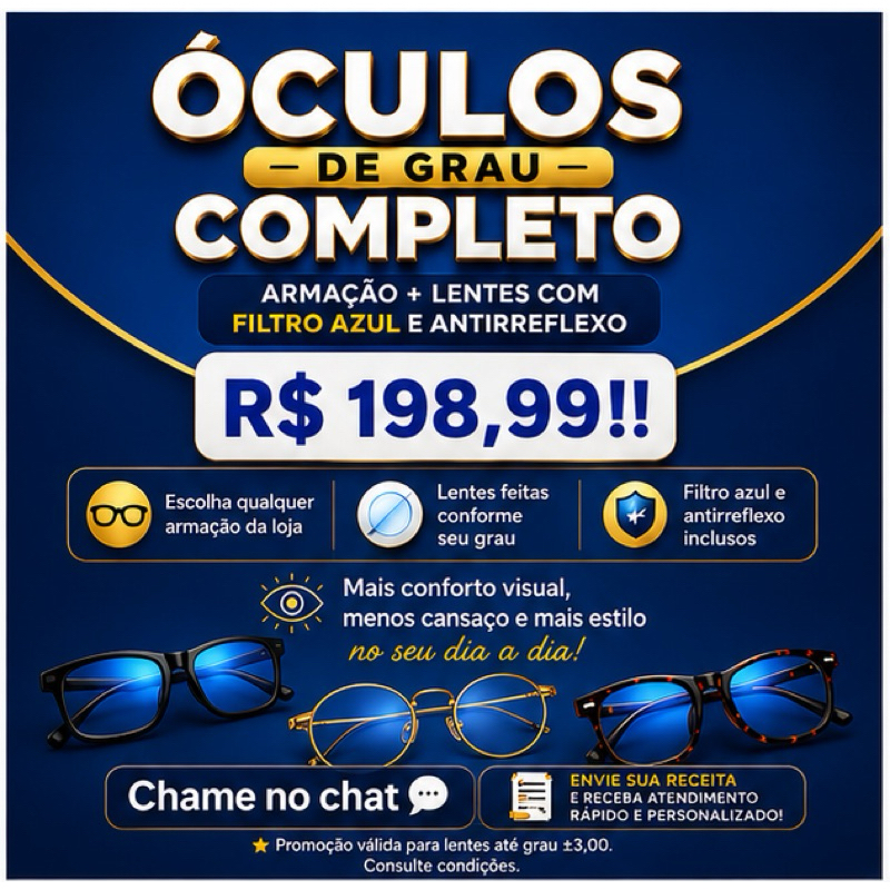Óculos completo conforme receita