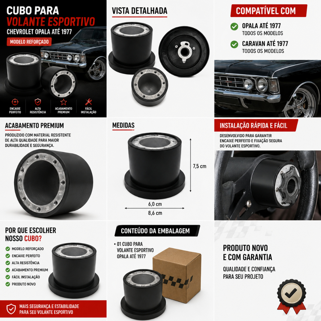 CUBO PARA VOLANTE ESPORTIVO CHEVROLET OPALA ATE 1978 EM DIANTE