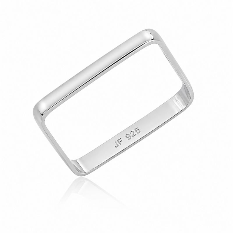 Anel de Prata 925 Xuxa aro quadrado liso minimalista