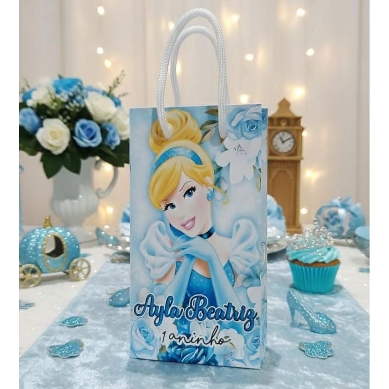 Sacolinha Surpresa Personalizada Lembrancinha de Aniversário Cinderela Festa Infantil