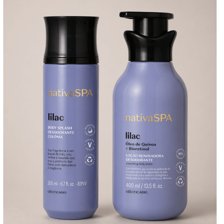 Kit Lilac Nativa Spa - O boticário - Body Splash - Hidratante Corporal - Creme de Mãos - Sabonete em barra