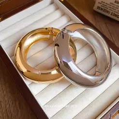 Bracelete Feminino Liso em Aço Inoxidável Dourado/Prata - Minimalista, Anti-alérgico, Luxo Casual