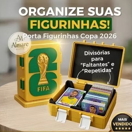 Porta Figurinhas Copa do Mundo 2026 Caixa Organizadora Edição Premium Exclusivo Brasil Copa FIFA2026