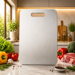 Tábua Carne Inox Cozinha Churrasco Corte Anti Bacteriana Premium