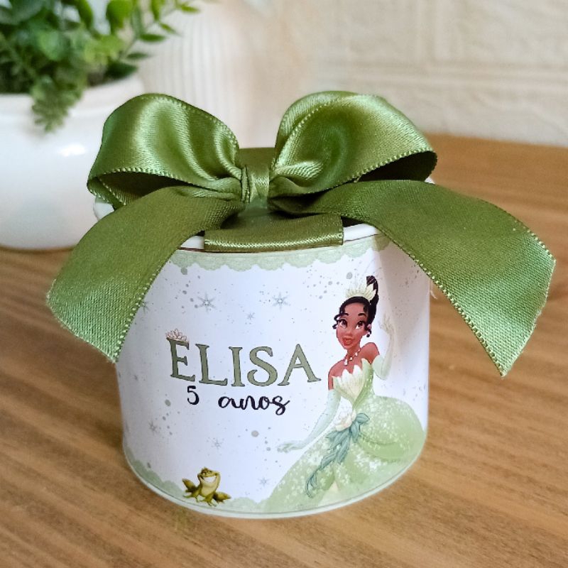 Tubolata princesa Tiana personalizada 5x6 cm - lembrancinha a princesa e o sapo aniversário