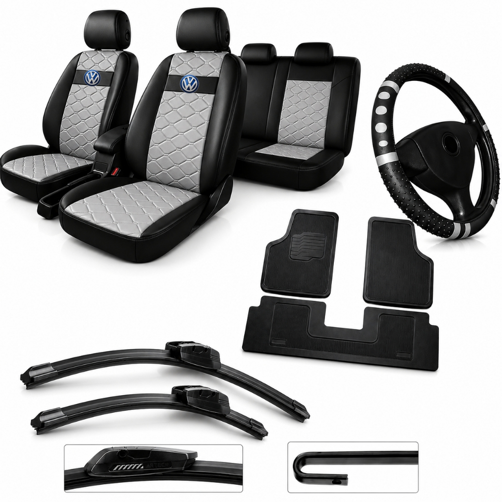kit Capa Banco TECIDO COURO DIAMANTE Voyage E Gol G2 G3 G4 G5 G6 volante tapete limpador palheta