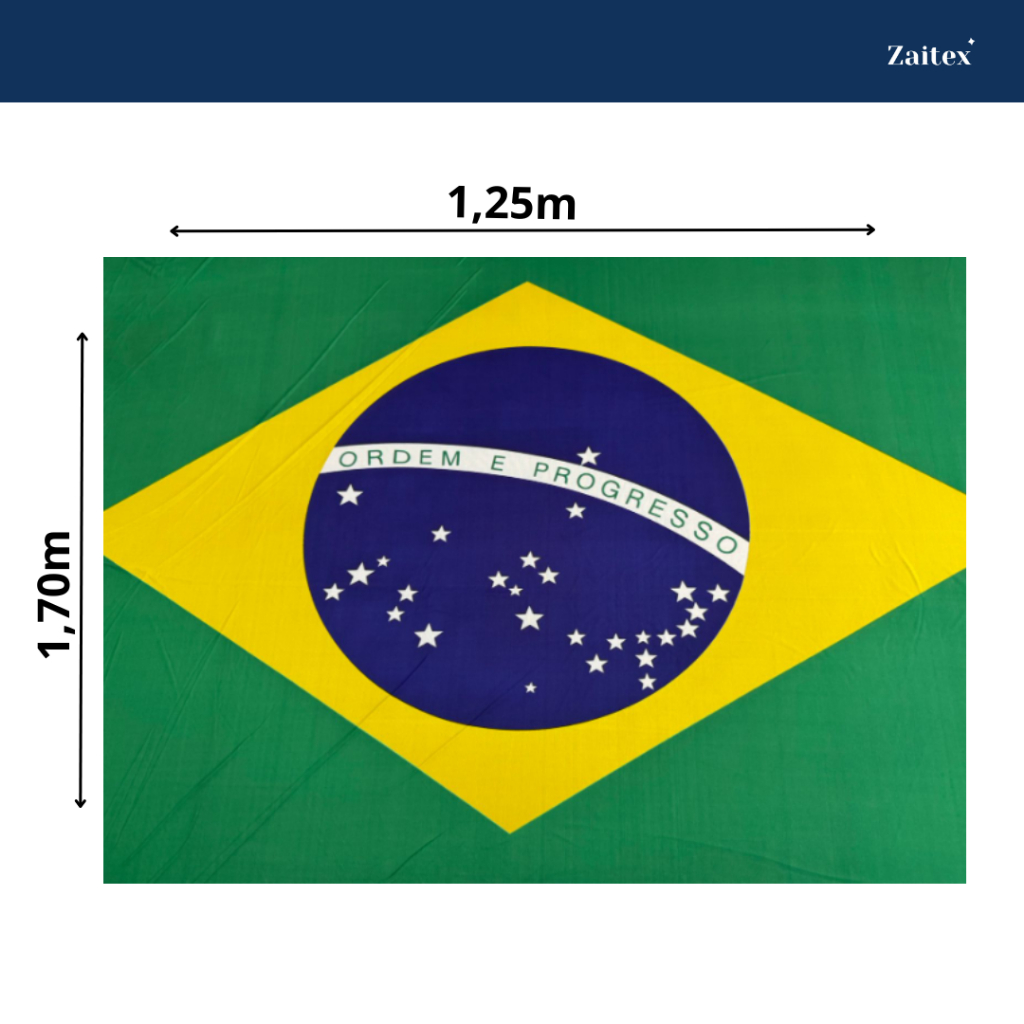 Bandeira do Brasil Brazil 1,70m (larg) x 1,25m (alt) Malha Performace Poliester Copa do Mundo | Orgulho Nacional