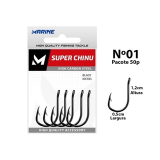 Anzol Marine Sports Super Chinu 4x Black Super Resistente Anzol Pesca Robusto Forte Compacto