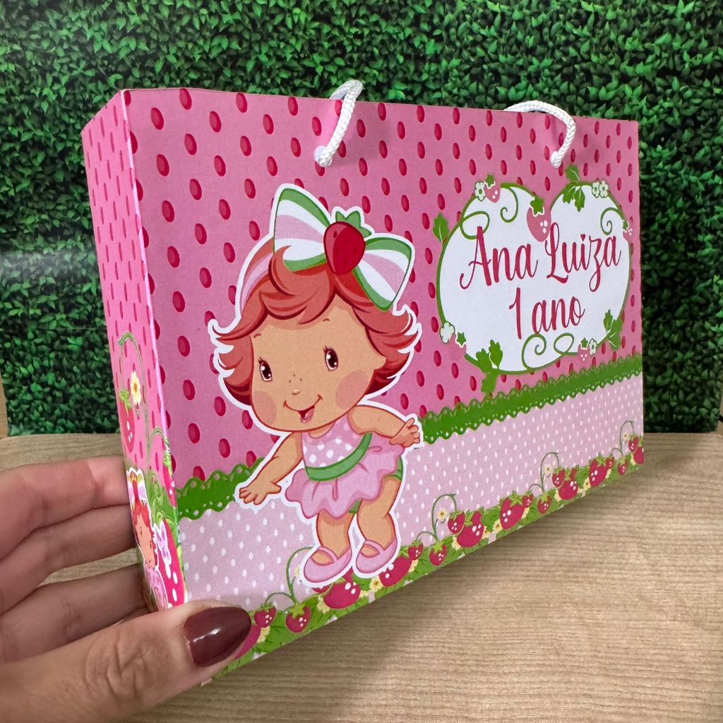 Sacolinha Surpresa G Moranguinho Baby Personalizada com nome Festa Infantil Chá Aniversário Lembrancinhas