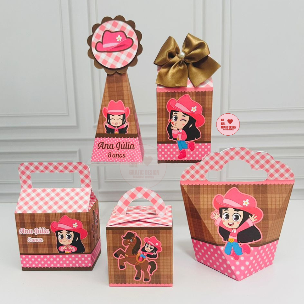 PEGUE E MONTE – Kit festa Lembrancinhas Personalizadas Boiadeirinha - Caixinhas Personalizadas