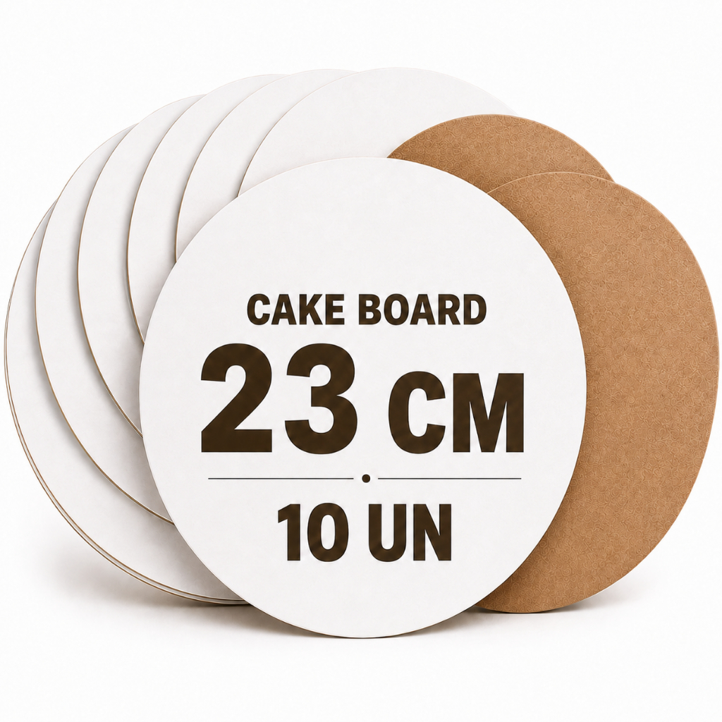 Kit 10 Cake Boards MDF Cru 23cm 3mm Base Bolo Confeitaria Resistente Personalizável Corte a Laser Rápido