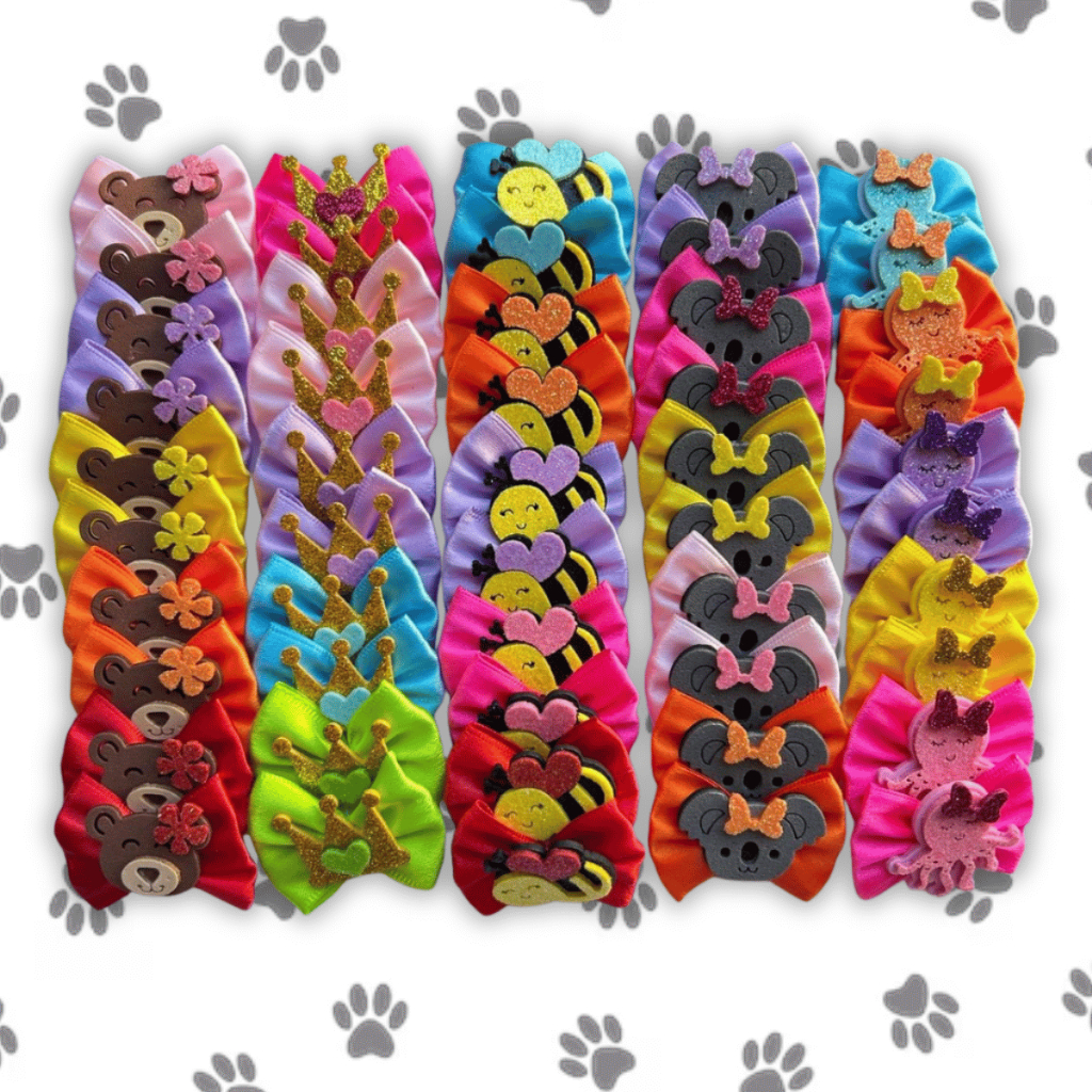 Kit 50 Laços Pet Cachorro Gato Bichinhos Tamanho M Banho Tosa