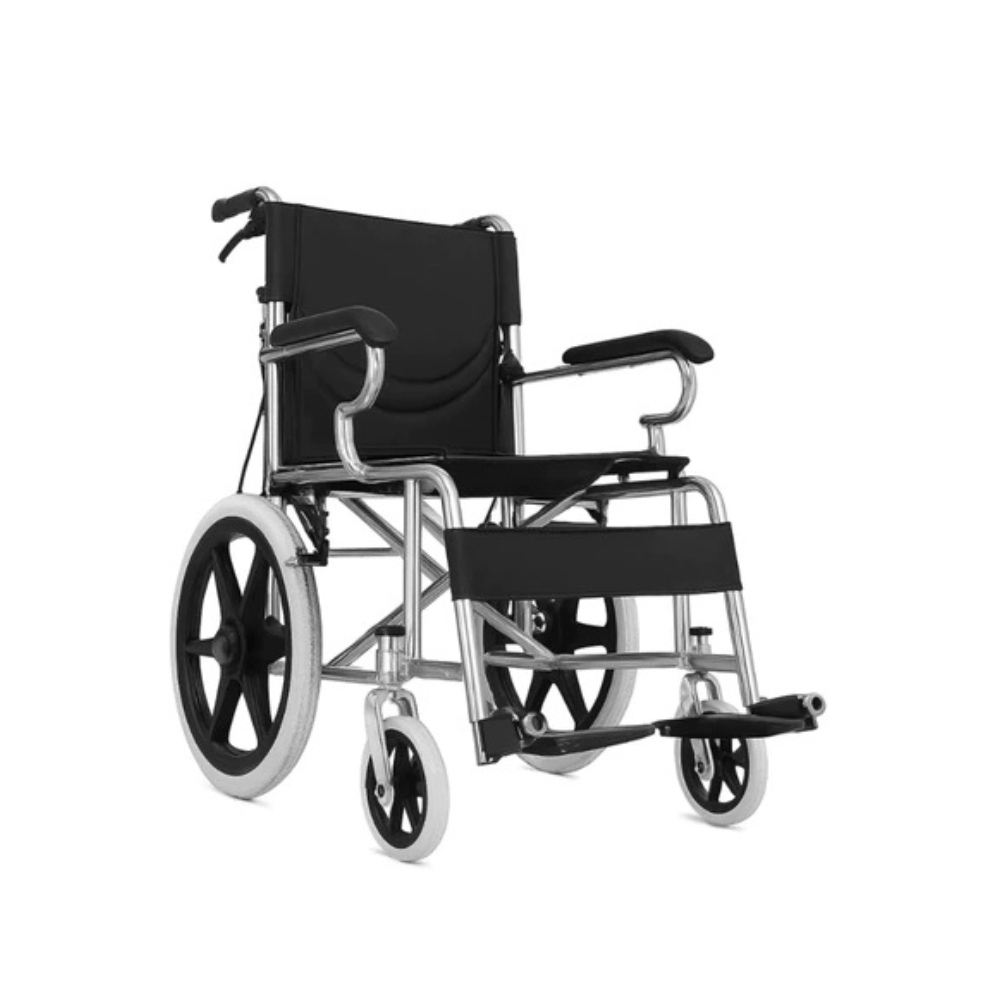 Cadeira de Rodas Dobrável Acolchoada Compacta Resistente Até 120kg - BK