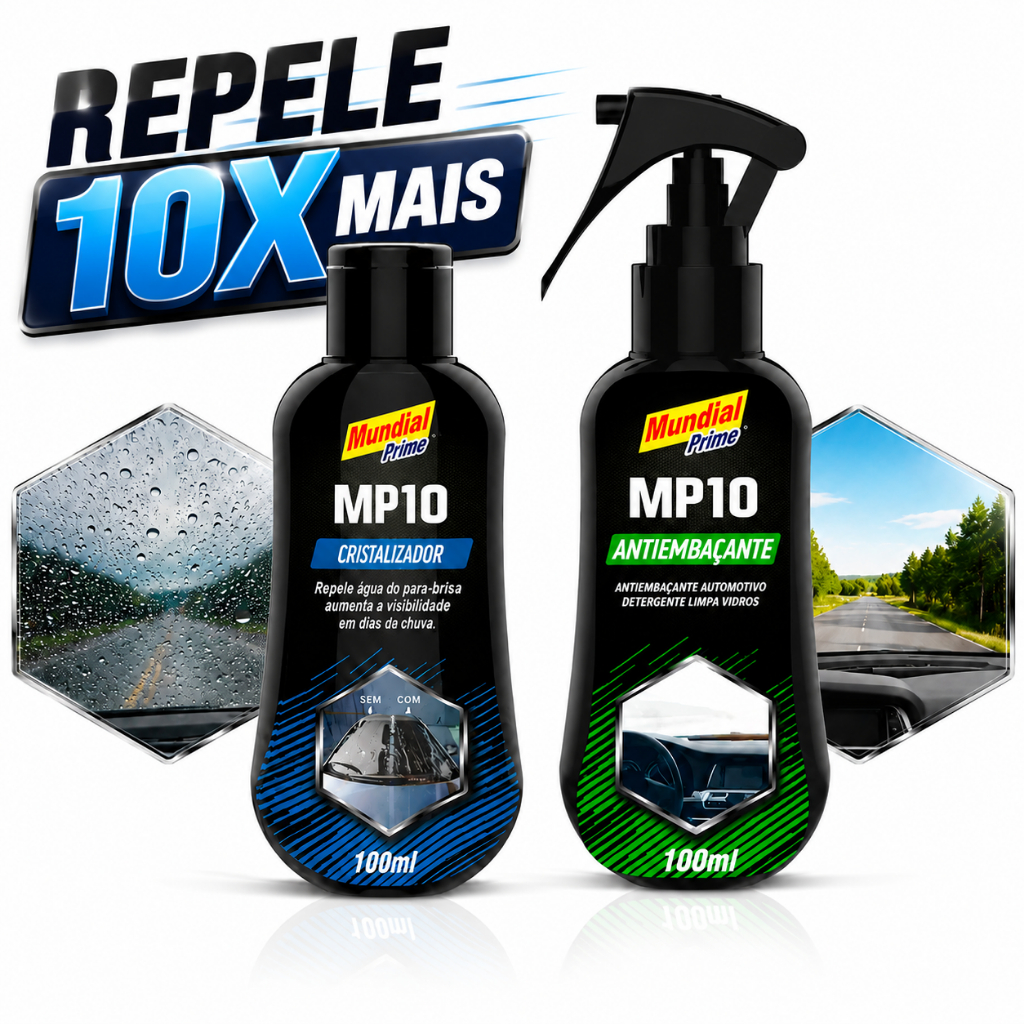 Kit Cristalizador + Antiembaçante Parabrisa Vidros Box Repele e Não Embasa
