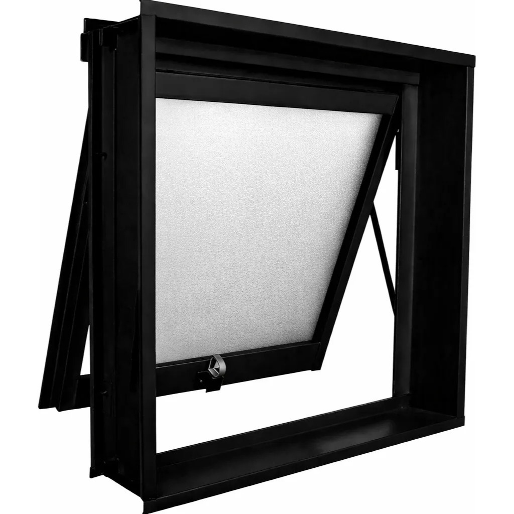 Vitro Basculante de vidro Janela de banheiro 50x50x12 - PRETO