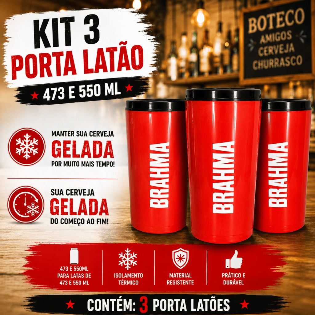3 PORTA LATA 473ML SUPORTE CERVEJA BRAHMA CHOPP