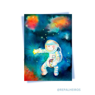 kit com 10 Cartões Postais [Astronauta Colecionador de Estrelas]  Presente Decorativo Correspondência