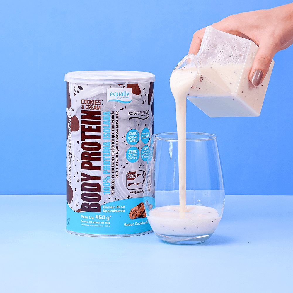 Body Protein Equaliv Cookies 450g - 100% Proteína Isolada, Zero Açúcar, BCAA Natural