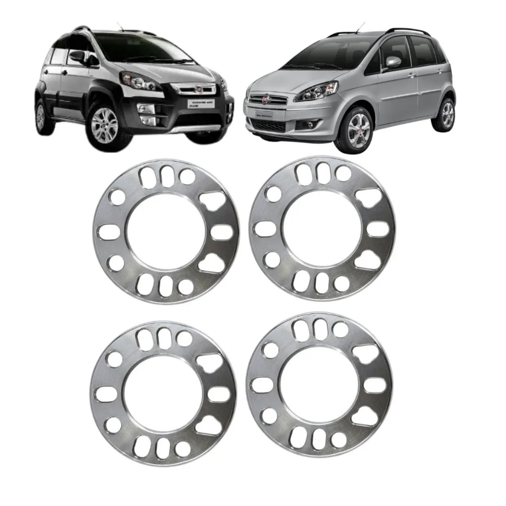 Kit 4 Espaçador 7mm Alargador Roda Idea 4x98 4 E 5 Furos