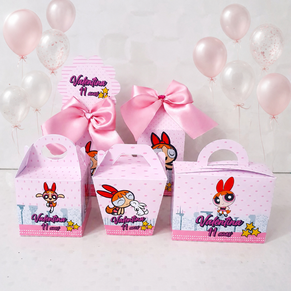 Kit Festa Florzinha Meninas Super Poderosa PEGUE E MONTE Luxo Personalizado | Lembrancinhas em Caixinhas 