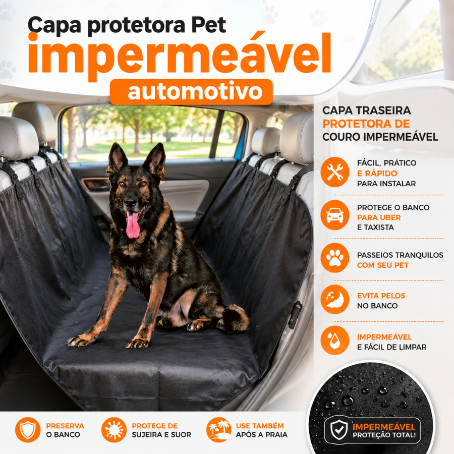 Capa Protetora Pet Impermeável Banco Carro Cachorro Gato Universal Automotivo