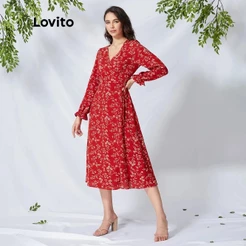Lovito Vestido Midi Estampa Floral DRLQFS146