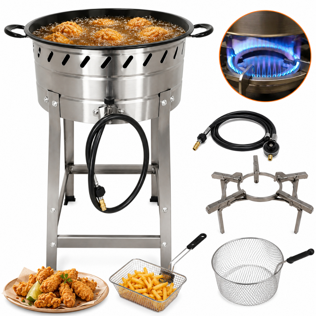 Fogareiro Pasteleiro Fritador Inox com Tacho N18 Fogão de Feira