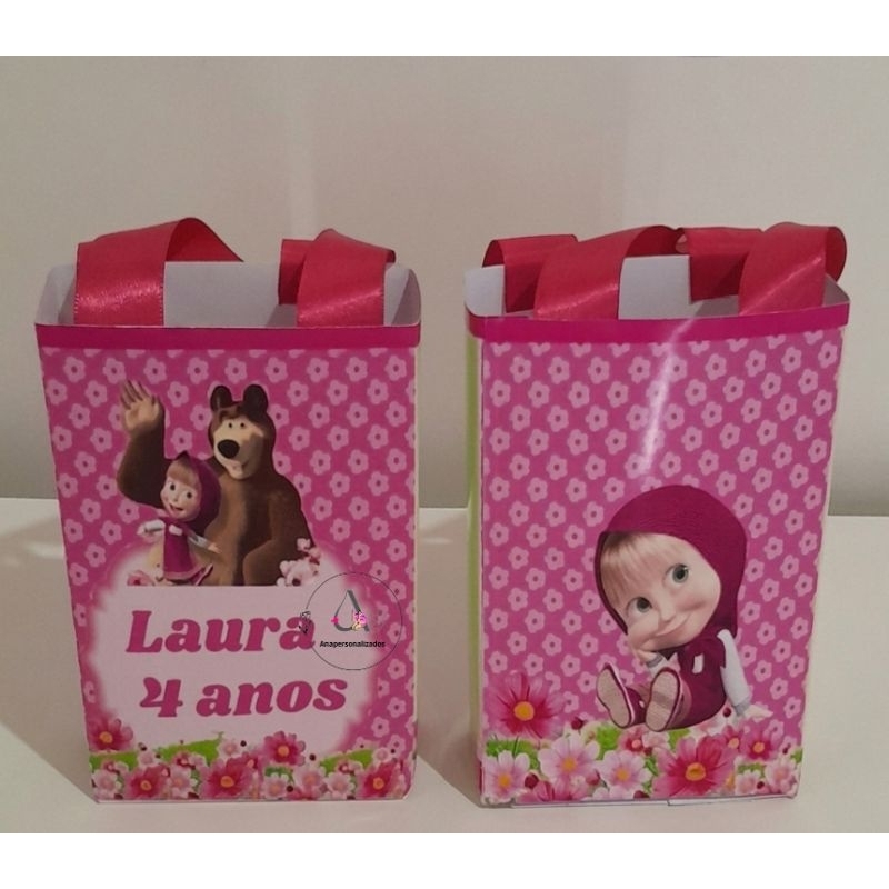 kit 10 a 30 Sacolinhas Marsha e o Urso Personalizada Sacolinhas Surpresa Marsha e o Urso