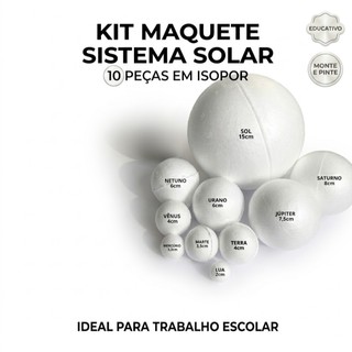 Kit Maquete Sistema Solar 10 Bolinhas De Isopor Sol Lua Planetas Escolar Ciências Projeto DIY