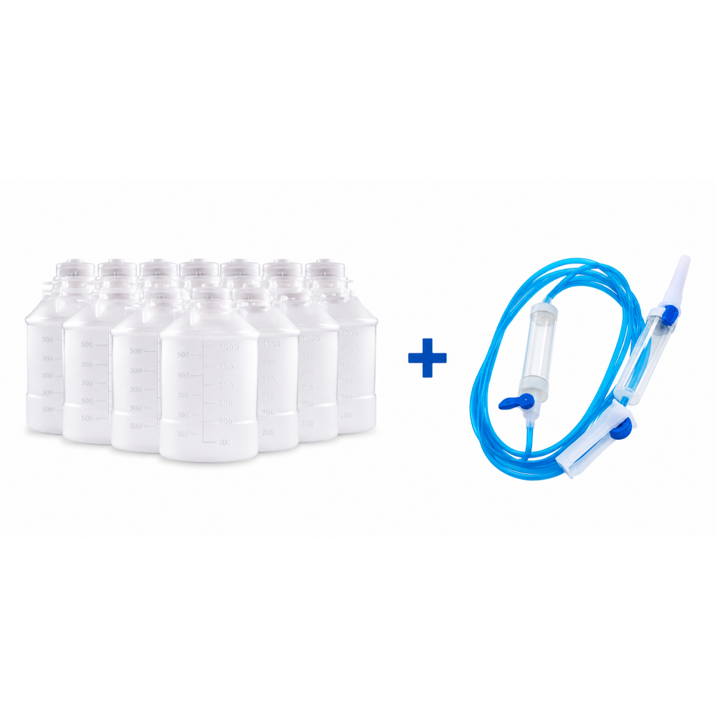 Kit Nutrição / Alimentação Enteral 10 ou 20 Frascos 300ml + 10 ou 20 Equipos Escalonados