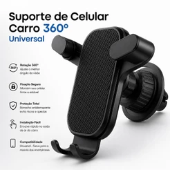 Suporte de Celular Carro 360º Giratório Universal Multifuncional Ventilacao Ar Condicionado Veicular