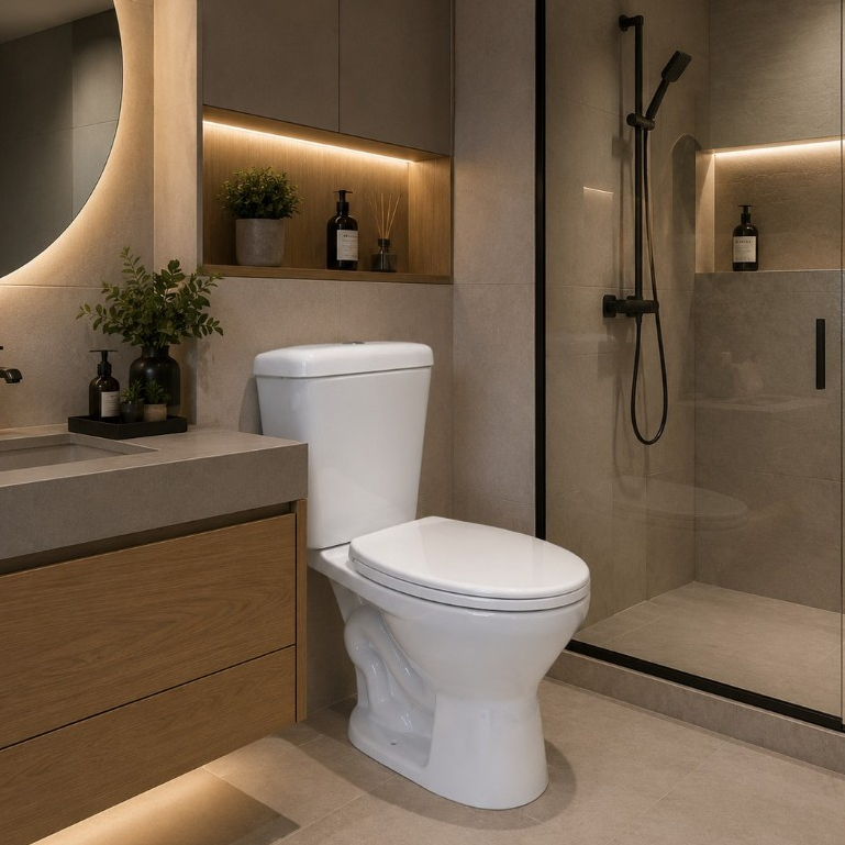 Bacia Vaso Sanitário Completo Com Caixa Acoplada Branco + Assento Branco Sofisticado