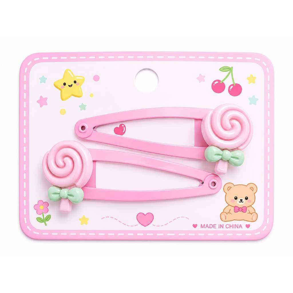 Presilha Infantil Tic-Tac Pirulito Kawaii | Kit com 12 Presilhas Tons Pastéis para Cabelo | Acessório Fofo Infantil