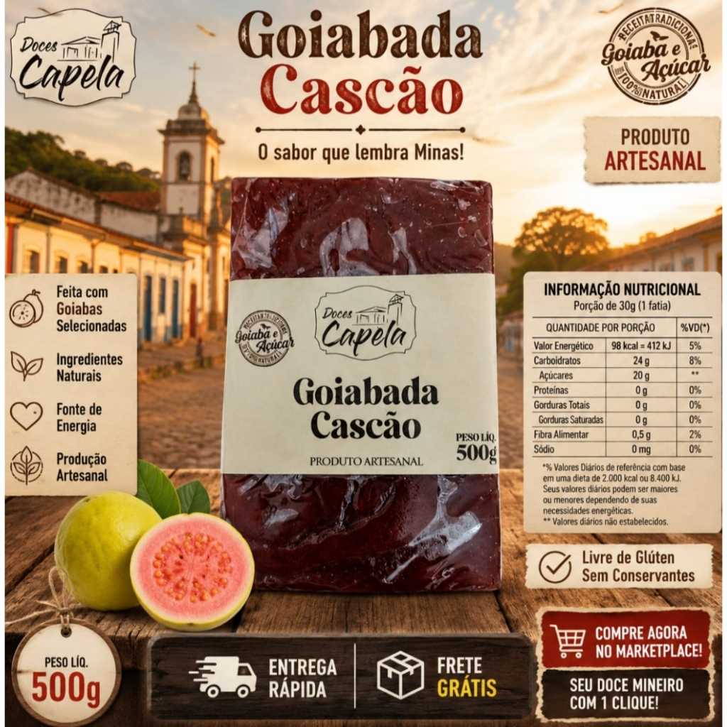 goiabada cascao artesanal capela 500 gramas