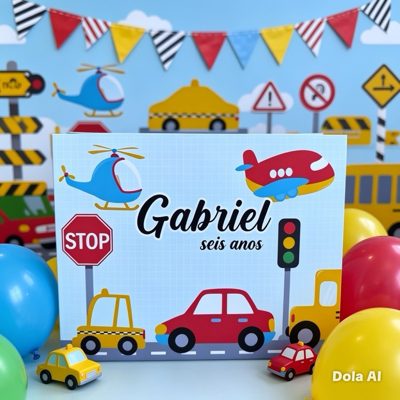 20 Sacolinha Personalizada Meio de transportes carrinhos - Lembrancinha Festa Aniversário Pegue e Monte