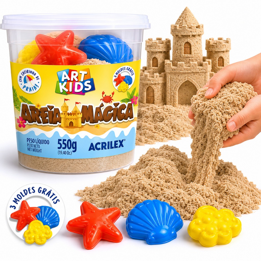 Areia Mágica Cinética Areia Praia Natural 550g - Art Kids