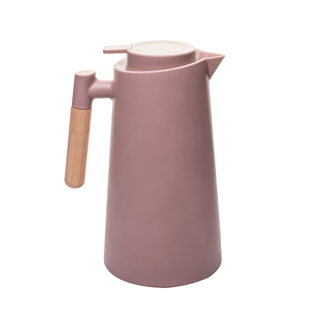 Lyor Garrafa Térmica de Plástico com Cabo de Madeira Escandinávia Nude 1L - Design Exclusivo e Moderno