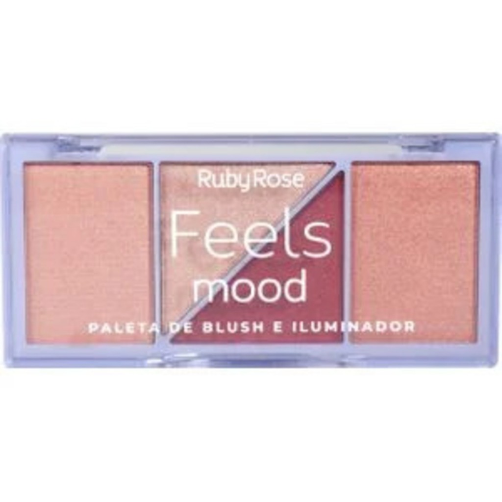 Paleta De Blush E Iluminador Feels Mood Ruby Rose Original Trio Maquiagem Facial Alta Pigmentacao