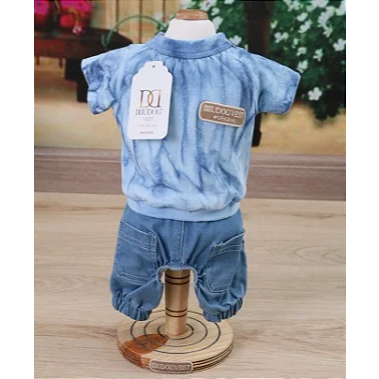 Macacão para Cachorro Shorts Jeans Pet Azul Tie Dye Dudog